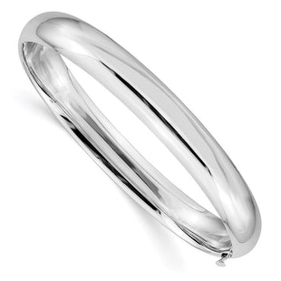 14k White Gold High Polished Hinged Oval Bangle Bracelet (Style DB502)