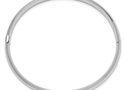 14k White Gold High Polished Hinged Oval Bangle Bracelet, 7 x 6mm
