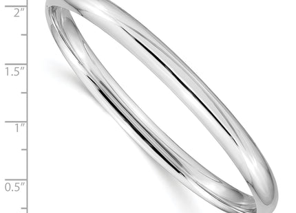 14k White Gold High Polished Hinged Oval Bangle Bracelet, 7 x 6mm