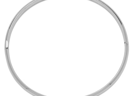 14k White Gold High Polished Hinged Oval Bangle Bracelet, 7.5 x 5mm