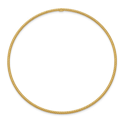 14K Polished Textured Twist Slip-on Round Bangle Bracelet