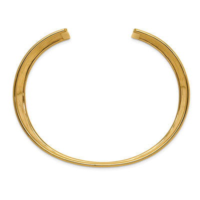 14K Hammered Polished Cuff Bangle Bracelet