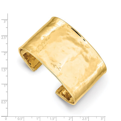14K Hammered Polished Cuff Bangle Bracelet