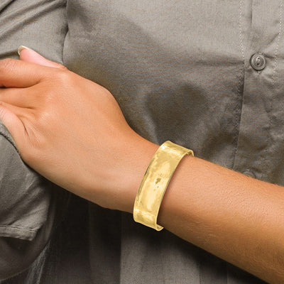 14K Hammered Polished Cuff Bangle Bracelet