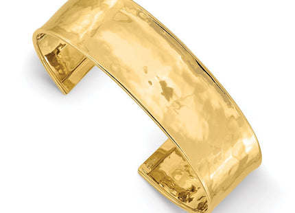 14k Hammered Polished Cuff Bangle Bracelet (Style DB562)