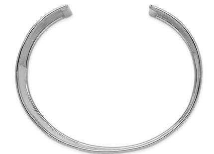 14k White Gold Hammered Polished Cuff Bangle Bracelet (Style DB563)