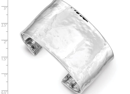 14k White Gold Hammered Polished Cuff Bangle Bracelet (Style DB563)
