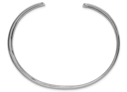 14k White Gold Hammered Polished Cuff Bangle Bracelet