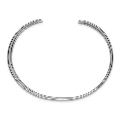 14K White Gold Hammered Polished Cuff Bangle Bracelet
