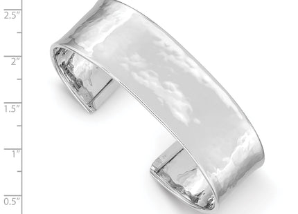 14k White Gold Hammered Polished Cuff Bangle Bracelet
