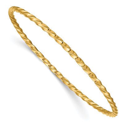 14K White Gold Hammered Polished Cuff Bangle Bracelet