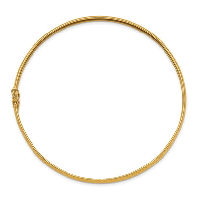 14K Polished Diamond-cut Flexible Round Bangle Bracelet, 8 x 4.25mm