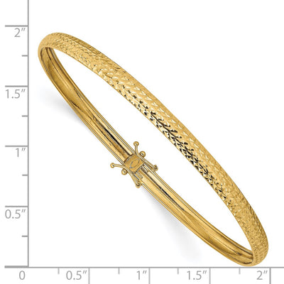 14K Polished Diamond-cut Flexible Round Bangle Bracelet, 8 x 4.25mm