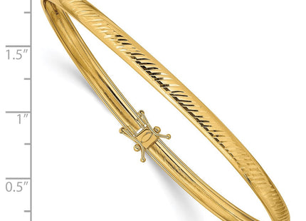 14K Polished Diamond-cut Flexible Round Bangle Bracelet (Style DB599)