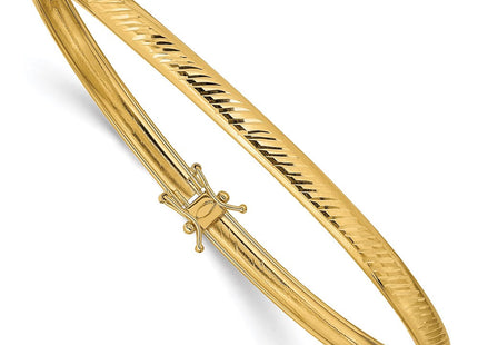 14K Polished Diamond-cut Flexible Round Bangle Bracelet (Style DB599)