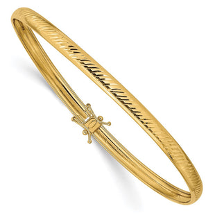 14K Polished Diamond-cut Flexible Round Bangle Bracelet (Style DB599)