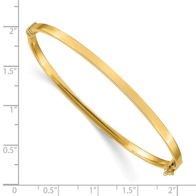 14K Polished Hinged Oval Bangle Bracelet, 7 x 3mm