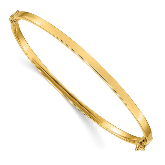 14k Polished Hinged Oval Bangle Bracelet, 7 x 3mm