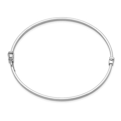 14K White Gold Polished Hinged Oval Bangle Bracelet, 7 x 3mm