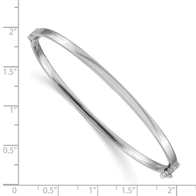 14K White Gold Polished Hinged Oval Bangle Bracelet, 7 x 3mm