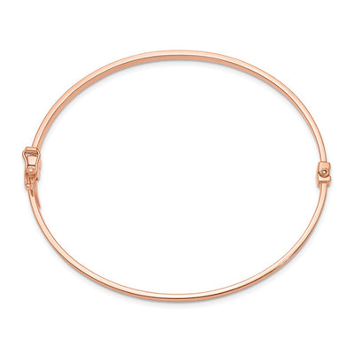 14K Rose Gold Polished Hinged Oval Bangle Bracelet, 7 x 3mm