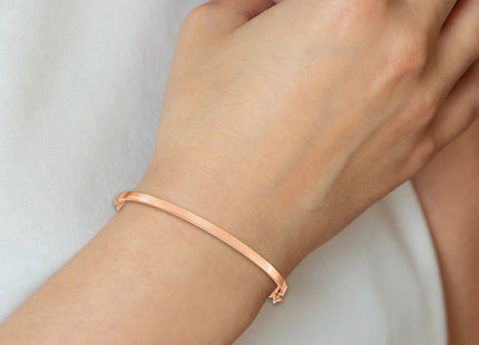 14k Rose Gold Polished Hinged Oval Bangle Bracelet, 7 x 3mm