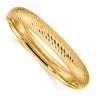 14k 7/16 Polished Textured Hinged Oval Bangle Bracelet