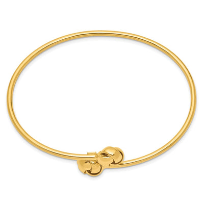 14K Polished Love Knot Flexible Oval Bangle Bracelet