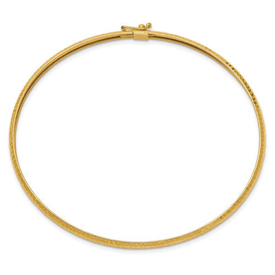 14K Polished Textured Flexible Oval Bangle Bracelet, 7.5 x 6.15mm