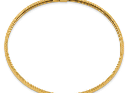 14k Polished Textured Flexible Oval Bangle Bracelet, 7.5 x 6.15mm