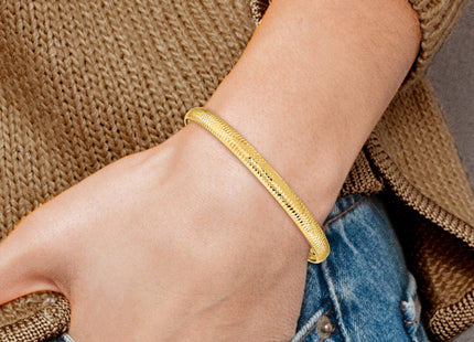 14k Polished Textured Flexible Oval Bangle Bracelet, 7.5 x 6.15mm