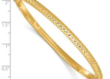14k Polished Diamond-cut Hinged Oval Bangle Bracelet (Style DB733)