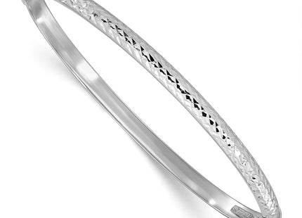 14K white gold oval bangle