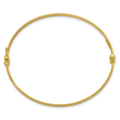 14K Polished Diamond-Cut Textured Hinged Oval Bangle Bracelet