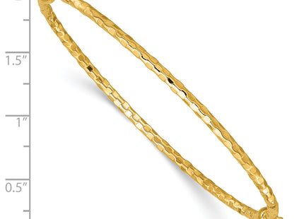 14k Polished Diamond-cut Hinged Oval Bangle Bracelet