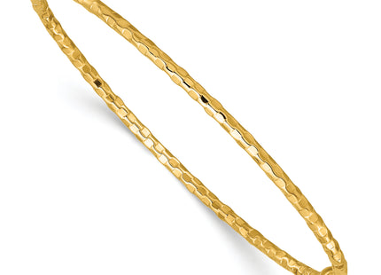 14k Polished Diamond-cut Hinged Oval Bangle Bracelet