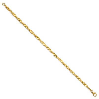14K Polished Diamond-Cut Textured Hinged Oval Bangle Bracelet