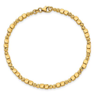 14K Polished Diamond-Cut Textured Hinged Oval Bangle Bracelet