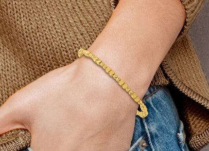 14K Polished Diamond-cut and Square Beaded Bracelet