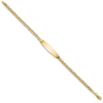 14K Polished Semi-Solid Chain/Solid Plate Anchor Link Soft Diamond Shape 25.5x7.8mm Plate ID Bracelet view