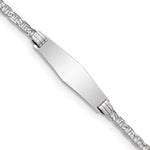 14K White Gold Polished Semi-Solid Chain/Solid Plate Anchor Link Soft Diamond Shape 25.5x7. Plate ID Bracelet view