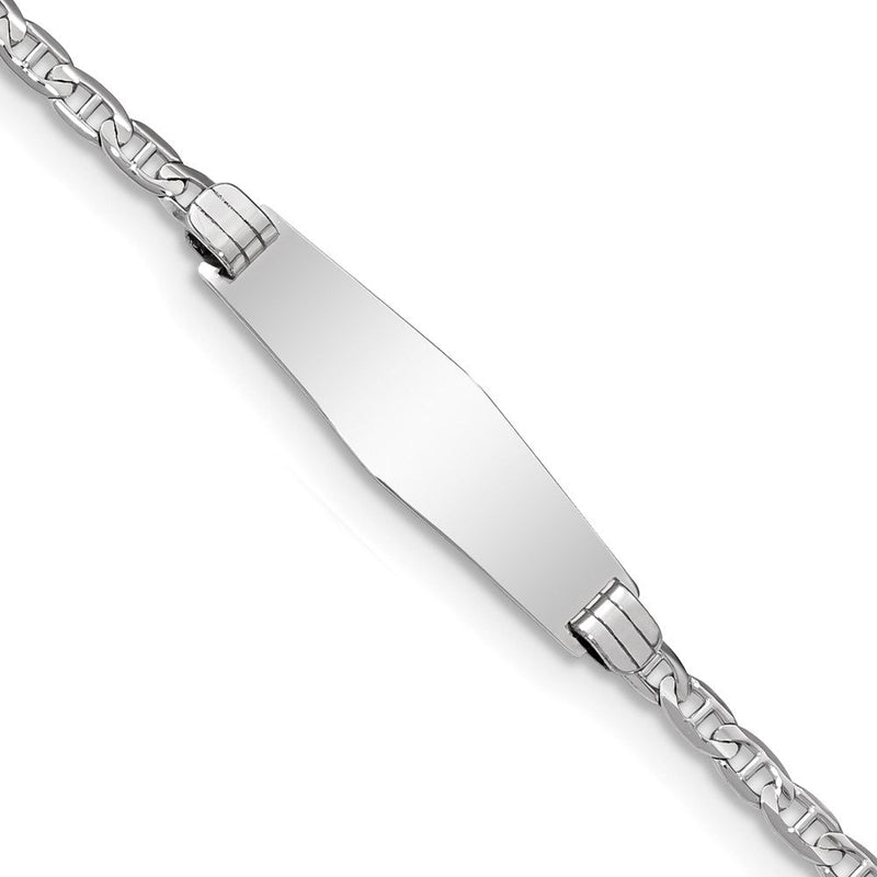 14K white gold anchor link anchor ID bracelet