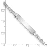14K White Gold Polished Semi-Solid Chain/Solid Plate Anchor Link Plate ID Bracelet view