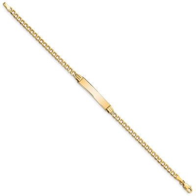 14K Polished Semi-Solid Chain/Solid Plate Cuban Link Plate ID Bracelet