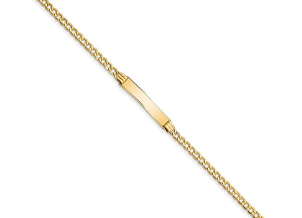 14k Polished Semi-Solid Chain/Solid Plate Cuban Link 25. Plate ID Bracelet (Style DCID106-7)