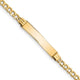 14K Polished Semi-Solid Chain/Solid Plate Cuban Link Plate ID Bracelet