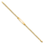 14K Polished Semi-Solid Chain/Solid Plate Cuban Link Soft Diamond Shape 25.5x7. Plate ID Bracelet view