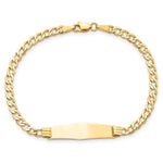 14K Polished Semi-Solid Chain/Solid Plate Cuban Link Soft Diamond Shape 25.5x7. Plate ID Bracelet view