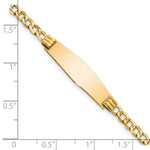 14K Polished Semi-Solid Chain/Solid Plate Cuban Link Soft Diamond Shape 25.5x7. Plate ID Bracelet view