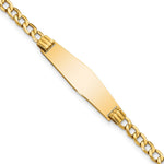 14K Polished Semi-Solid Chain/Solid Plate Cuban Link Soft Diamond Shape 25.5x7. Plate ID Bracelet view